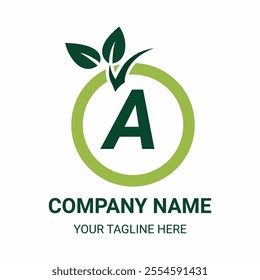 Stylized Dark Green 'A' Logo with Circular Outline and Leaf Elements 