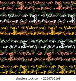 Stylized dark green and brown flowers on a black background.  Mandala ornament. 