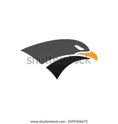 Stylized dark grey eagle head logo with an orange beak and white eye.