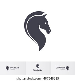 Stylized Dark Horse Head for Mascot Logo Template on White