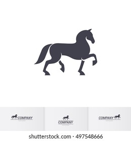 Stylized Dark Horse for Mascot Logo Template on White
