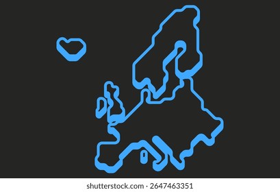 Mapa isométrico escuro estilizado do continente da Europa em um estilo simples. Mapa moderno do continente para infográficos, apresentações.