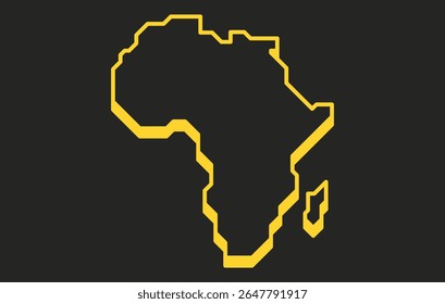 Mapa isométrico escuro estilizado do continente africano em um estilo simples. Mapa moderno do continente para infográficos, apresentações.