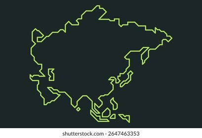 Mapa escuro estilizado do continente da Ásia em um estilo simples. Mapa moderno do continente para infográficos, apresentações.