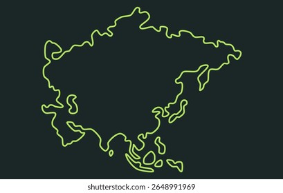 Mapa escuro estilizado do continente da Ásia em um estilo simples. Mapa moderno do continente para infográficos, apresentações.