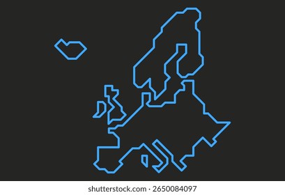 Mapa escuro estilizado do continente da Europa em um estilo simples. Mapa moderno do continente para infográficos, apresentações.