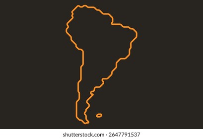 Mapa escuro estilizado do continente da América do Sul em um estilo simples. Mapa moderno do continente para infográficos, apresentações.