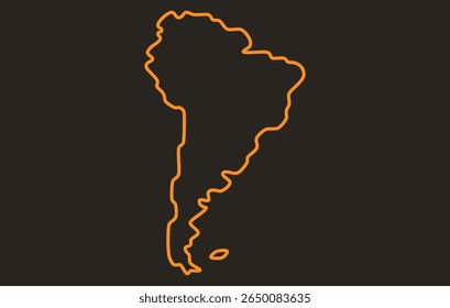 Stylized dark map of the continent of South America in a simple style. Modern map of the continent for infographics, presentations.