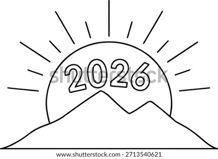 Stylized Dawn of 2026 Over Mountain Peaks, Symbolizing New Beginnings and Optimistic Future Outlook