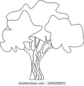 Stylized deciduous tree coloring page