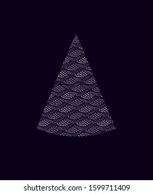 Stylized decorated Christmas tree on dark background