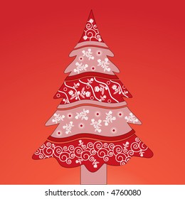 stylized decorated christmas tree vector