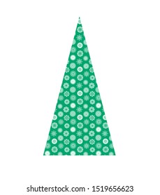 Stylized decorated green Chhristmas tree on white background