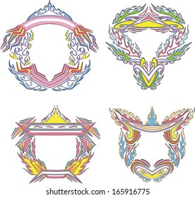 Stylized decorative flaming frames. Set of color vector illustrations.