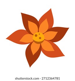 Stylized decorative flower featuring warm colored petals