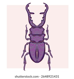 Stylized decorative illustration of a beetle with intricate Art Nouveau patterns inspired by nature.