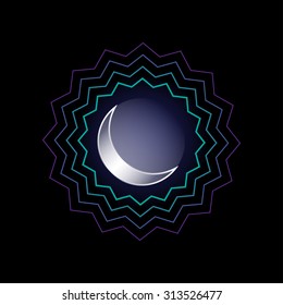 stylized decorative  moon, black background, use opacity mask, vector EPS 10