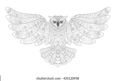 Lechuza Vectora Decorativa Estilizada. Dibujo para el Libro de Colores .