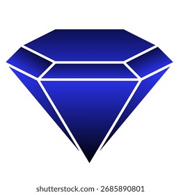 uma ilustração em losango ou pedra preciosa, azul profundo e estilizado, com um efeito de gradiente, delineado por linhas brancas nítidas, sobre um fundo transparente ou branco
