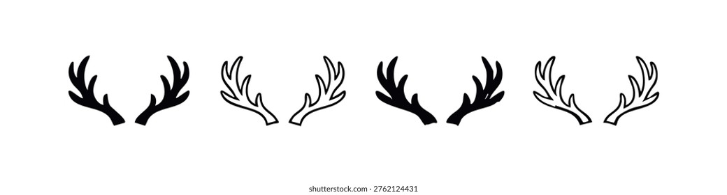 Stylized Deer Antlers Vector Set