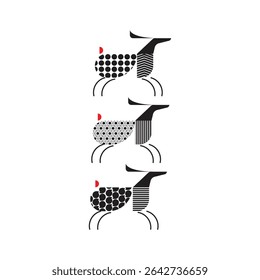 Stylized Deer in Geometric Black and White Design