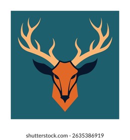 Stylized deer head illustration with orange geometric design on teal background for modern projects