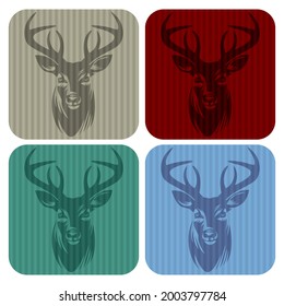 Cabeza De Cerveza Estilizada Aislada En Fondo Blanco. Ilustración del vector de silueta de la cabeza del ciervo
