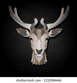 Stylized deer head vector illustration isolated on black background