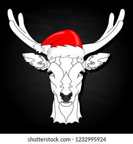 Stylized deer head vector illustration isolated. Xmas. new year.