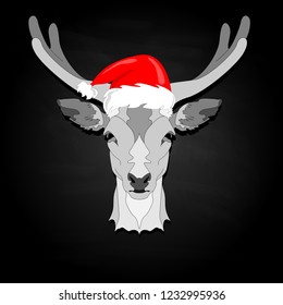Stylized deer head vector illustration isolated. Xmas. new year.