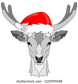 Stylized deer head vector illustration isolated. Xmas. new year.