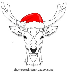 Stylized deer head vector illustration isolated. Xmas. new year.