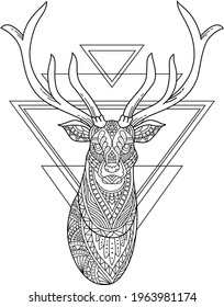 Stylized Deer Head Zentangle Art