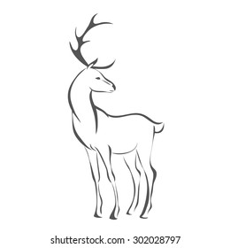 Stylized deer isolated on white background