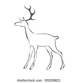 Stylized deer isolated on white background