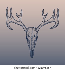 Elk Skull Engraving Style Moose Skull Stock Vector (Royalty Free) 399108274