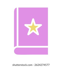 Stylized depiction of a book with a star symbol conveys knowledge concept