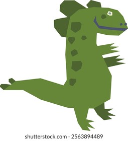 Stylized depiction of a dinosaur rendered in paper cut technique. Vector Illustration.