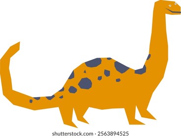Stylized depiction of a dinosaur rendered in paper cut technique. Vector Illustration.