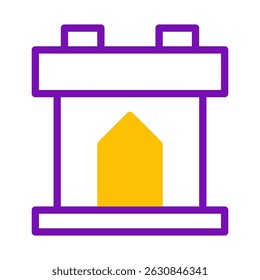 Representación estilizada de una vivienda con un cálido icono de emblema de brillo interior
