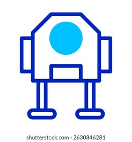 Stylized depiction of friendly looking robot with distinct lines and forms