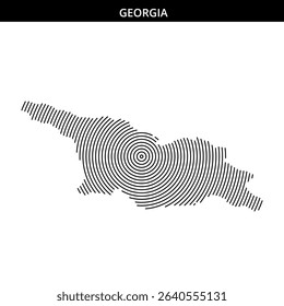 Stylized depiction of Georgia's map with spiral lines.