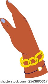 Stylized depiction of a hand with bracelets, simple artistic composition. Vector Illustration.