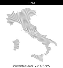 Stylized depiction of Italy's outline using intricate line patterns