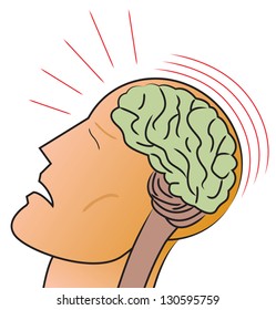 A Stylized Depiction Of A Man Receiving A Traumatic Head Injury Or Concussion.