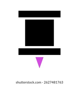 Stylized depiction of a pin highlighting design elements and visual minimalism