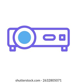 Stylized depiction of a projector with geometric shapes against a plain backdrop