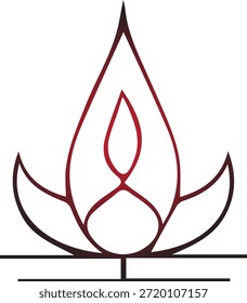 Una representación estilizada de una llama roja y blanca que se asemeja a una flor de loto con pétalos curvos sobre fondo transparente de alta calidad