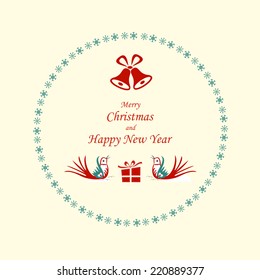 Stylized design Christmas tree with Czech ornaments, vector