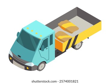 Stylized Design of a Delivery Truck with Cargo, Featuring Urban and Modern Elements